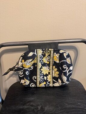 Vera Bradley Yellow Bird Retired Pattern Quilted Cosmetic Bag Floral Pouch